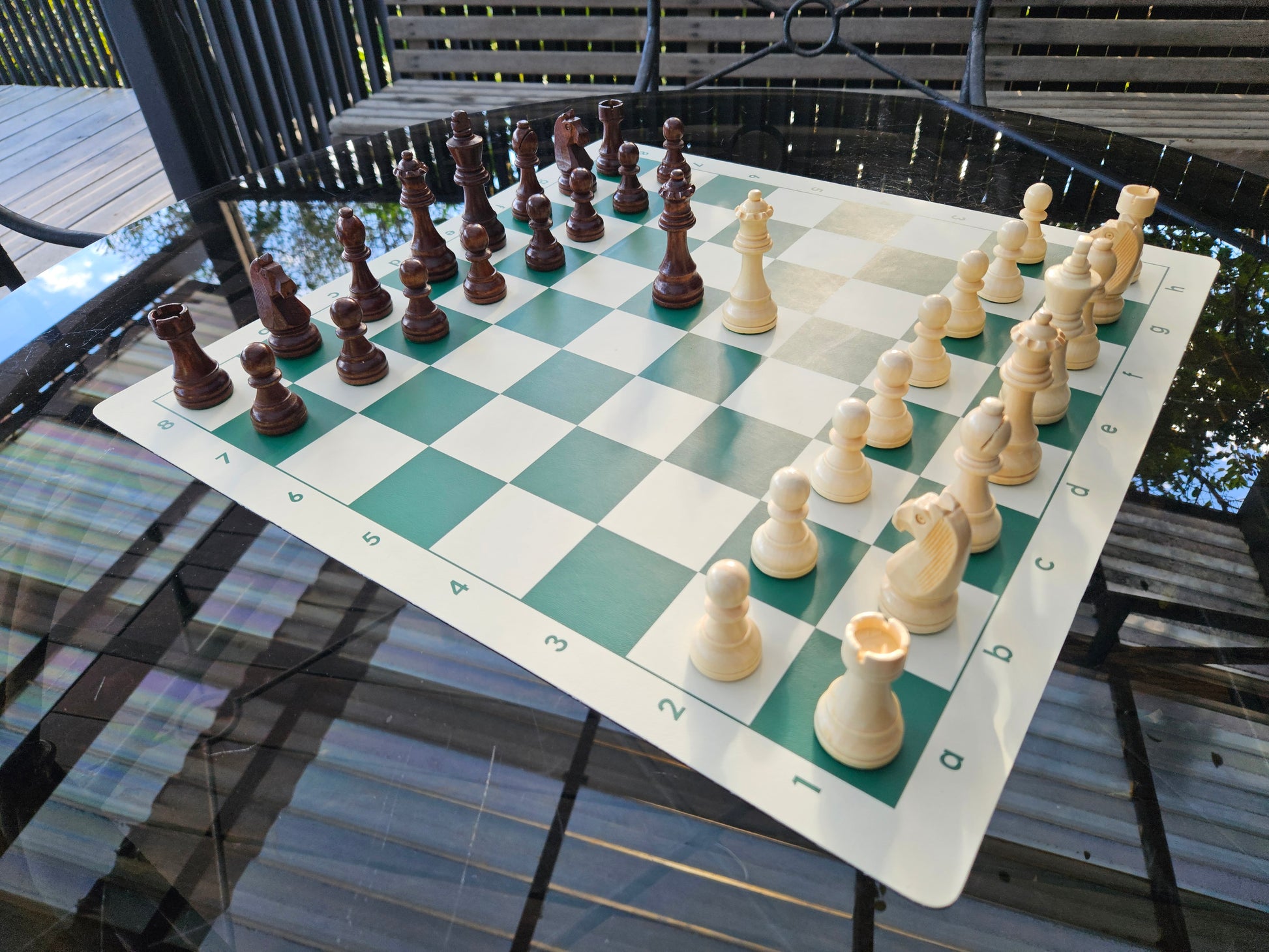 Combo de piezas de madera Staunton #6 y tablero de vinilo