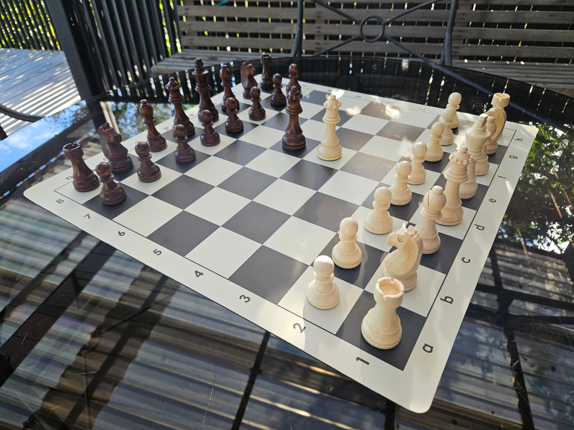 Combo de piezas de madera Staunton #6 y tablero de vinilo