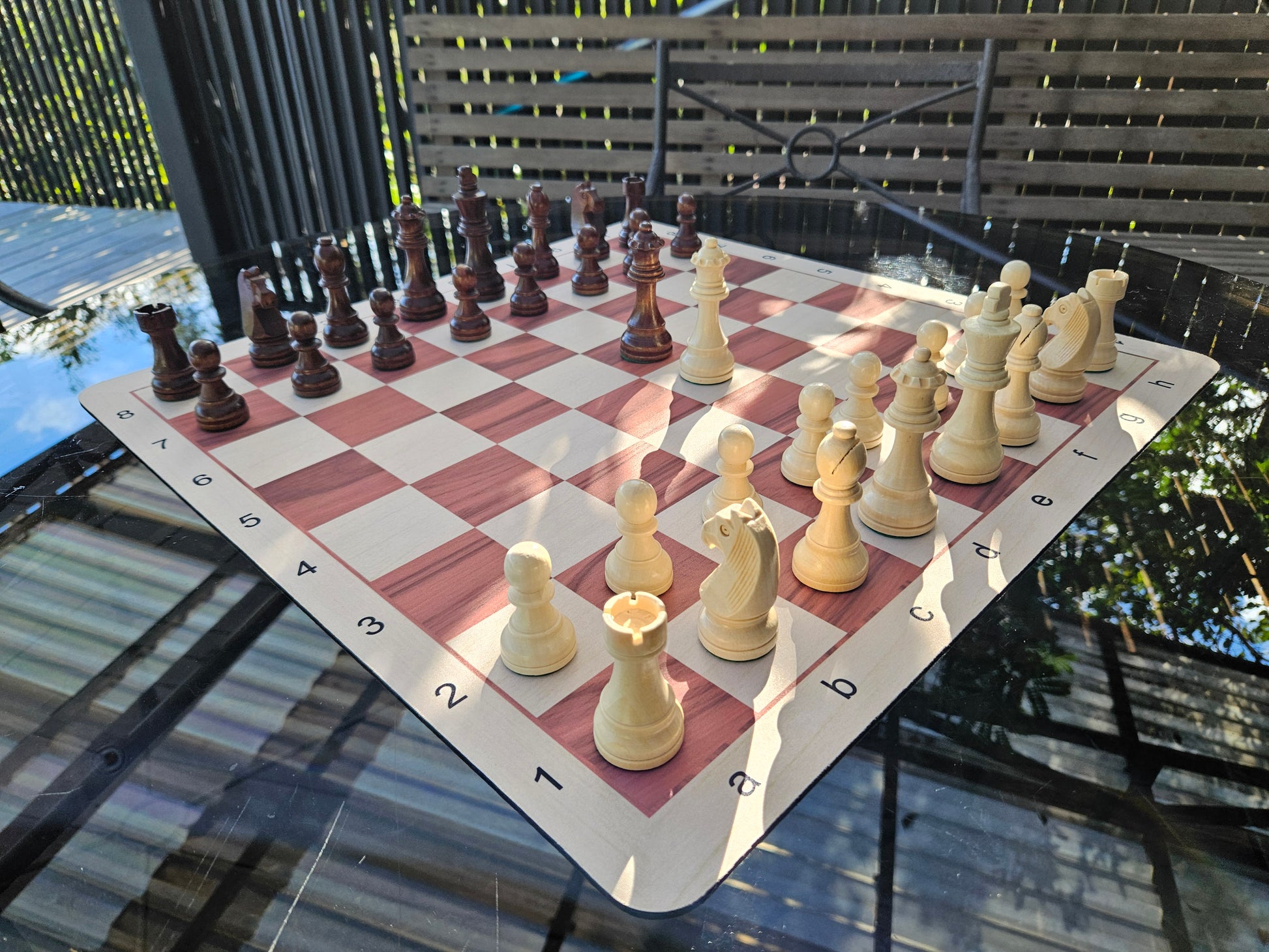 Combo de piezas de madera Staunton #6 y tablero estilo mousepad