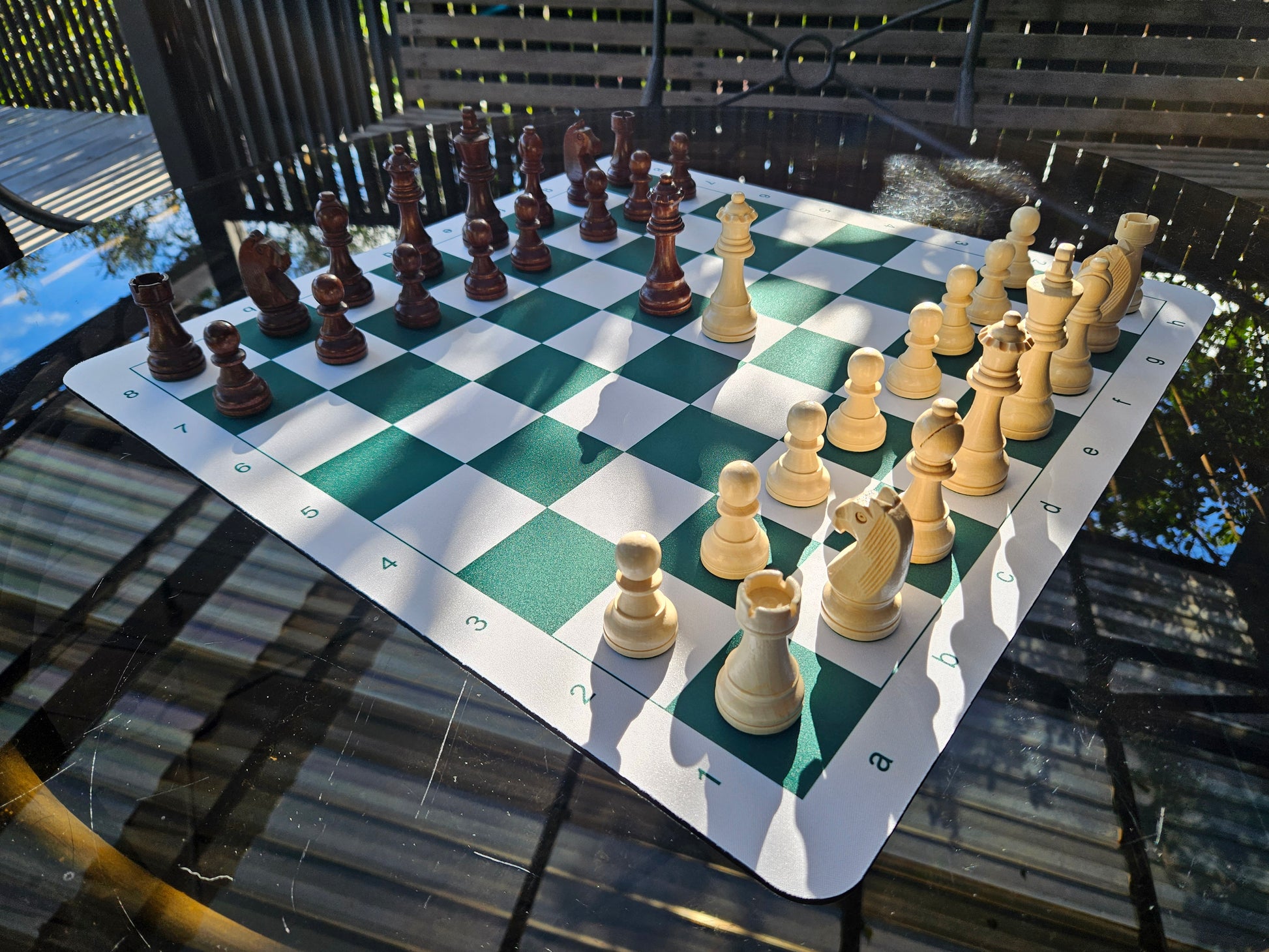 Combo de piezas de madera Staunton #6 y tablero estilo mousepad